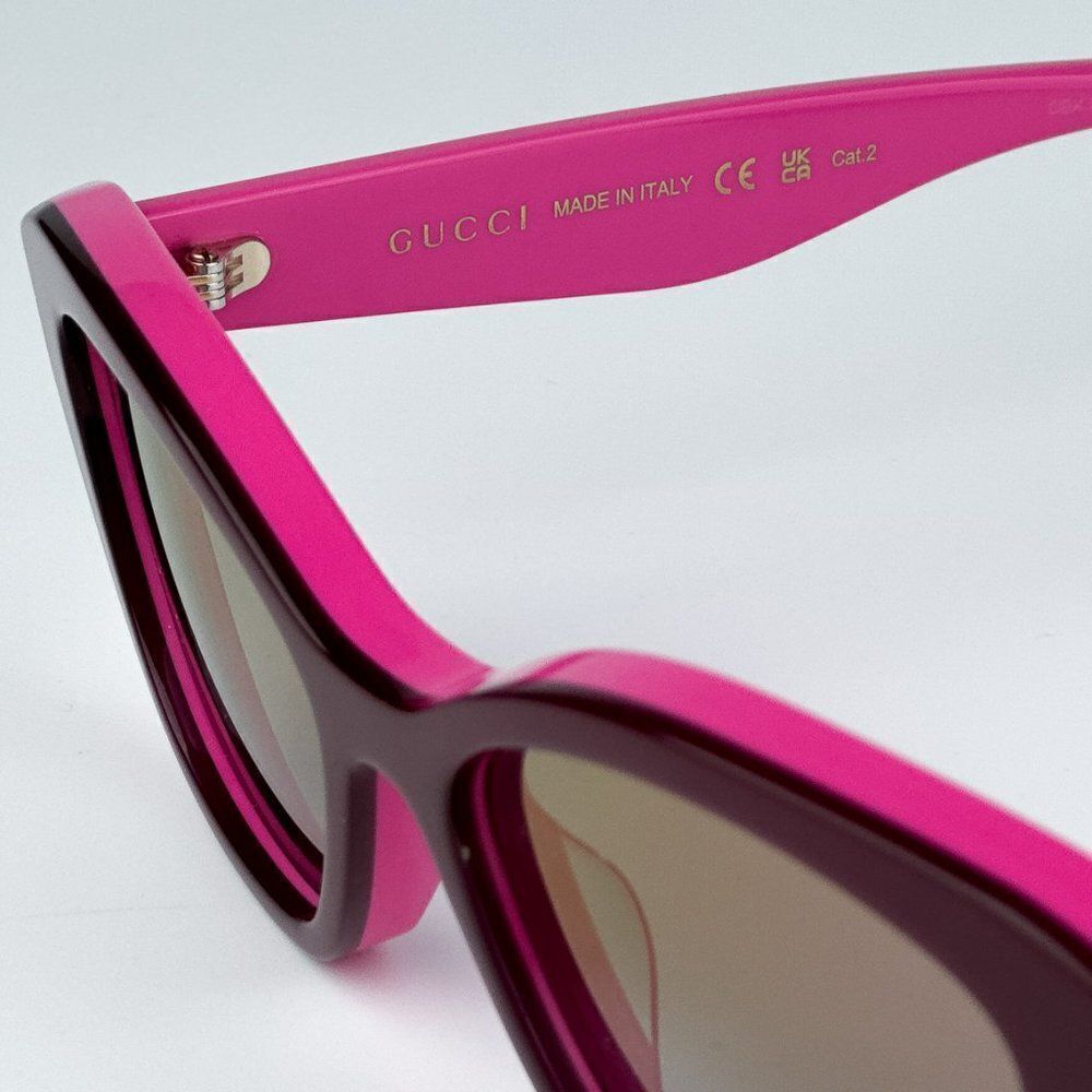 SALE! NEW Gucci GG1638S 003 Burgundy Fuchsia Mirrored Women Cat Eye Sunglasses - Picture 6 of 9